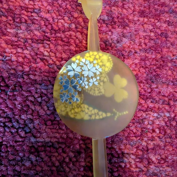 VINTAGE HANDMADE JAPANESE YELLOW HAIRPIN HAIR STICK - Picture 3 of 4
